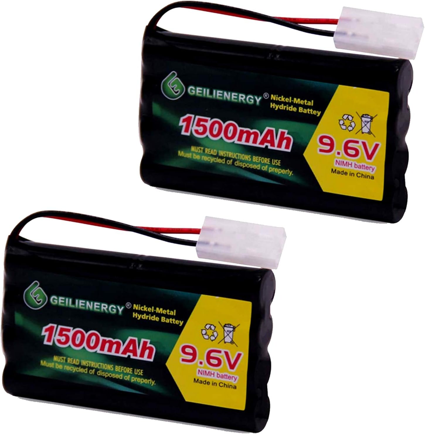 9.6V 1500mAh Rechargeable NiMH RC Battery with Tamiya Connector Compatible with RC Car RC Truck RC Airplane RC Boat Traxxas LOSI Associated HPI Kyosho Tamiya Quadcopter Drone Hobby (2 Pack)