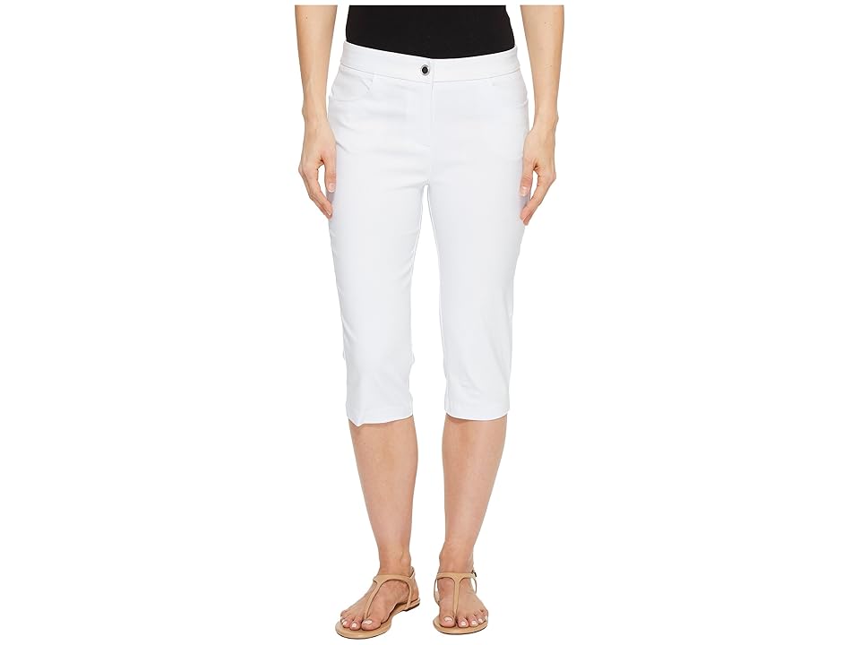 

Tribal Stretch Bengaline 17 Zip Front Capris with Back Leg Detail (White) Women's Capri