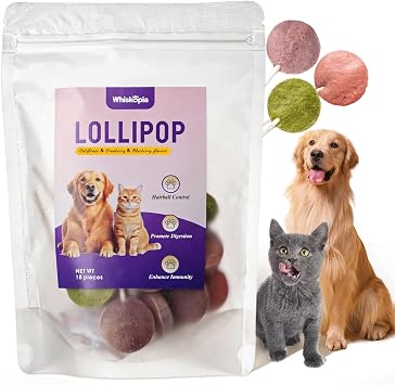 Freeze-Dried Lollipop Dog & Cat Treats, Interactive Crunchy Snacks for Indoor Kitten, 100% Natural Chicken Traning Treats for Cat, Small & Medium Dogs, 18 Pack