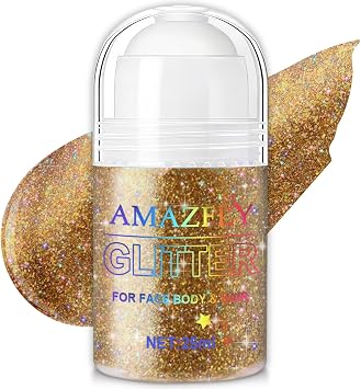 Roll-on Holographic Body Glitter Gel for Body, Hair, Face, Chameleon Color Changing Glitter Gel Under Light, Chunky Mermaid Sequins Festival Party Rave Accessories Shimmer Makeup Champagne