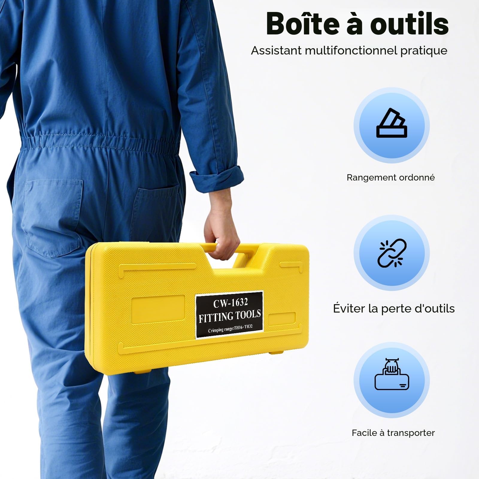 8 Tonnes Pince A Sertir, Pince À Sertir Multicouche, Pince A Sertir Per avec Matrices 16-32mm et Tête Pivotante 360°, Hydraulique, Sertisseuse Cuivre pour Tuyaux Alu-Plastique & PEX