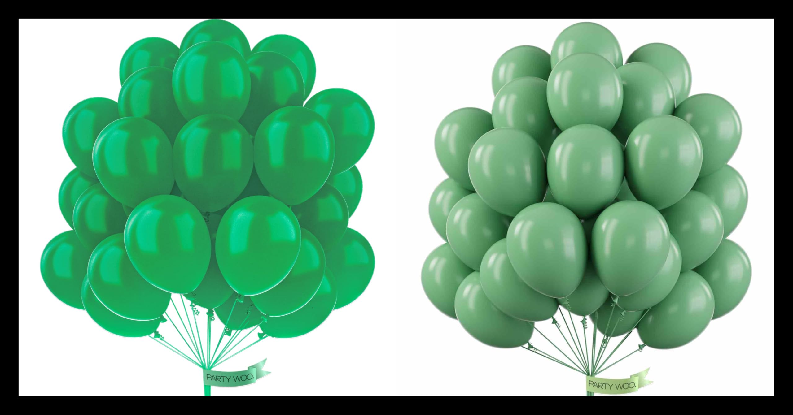 PartyWoo Clover Green Balloons 50 pcs and PartyWoo Jade Green Balloons 50 pcs