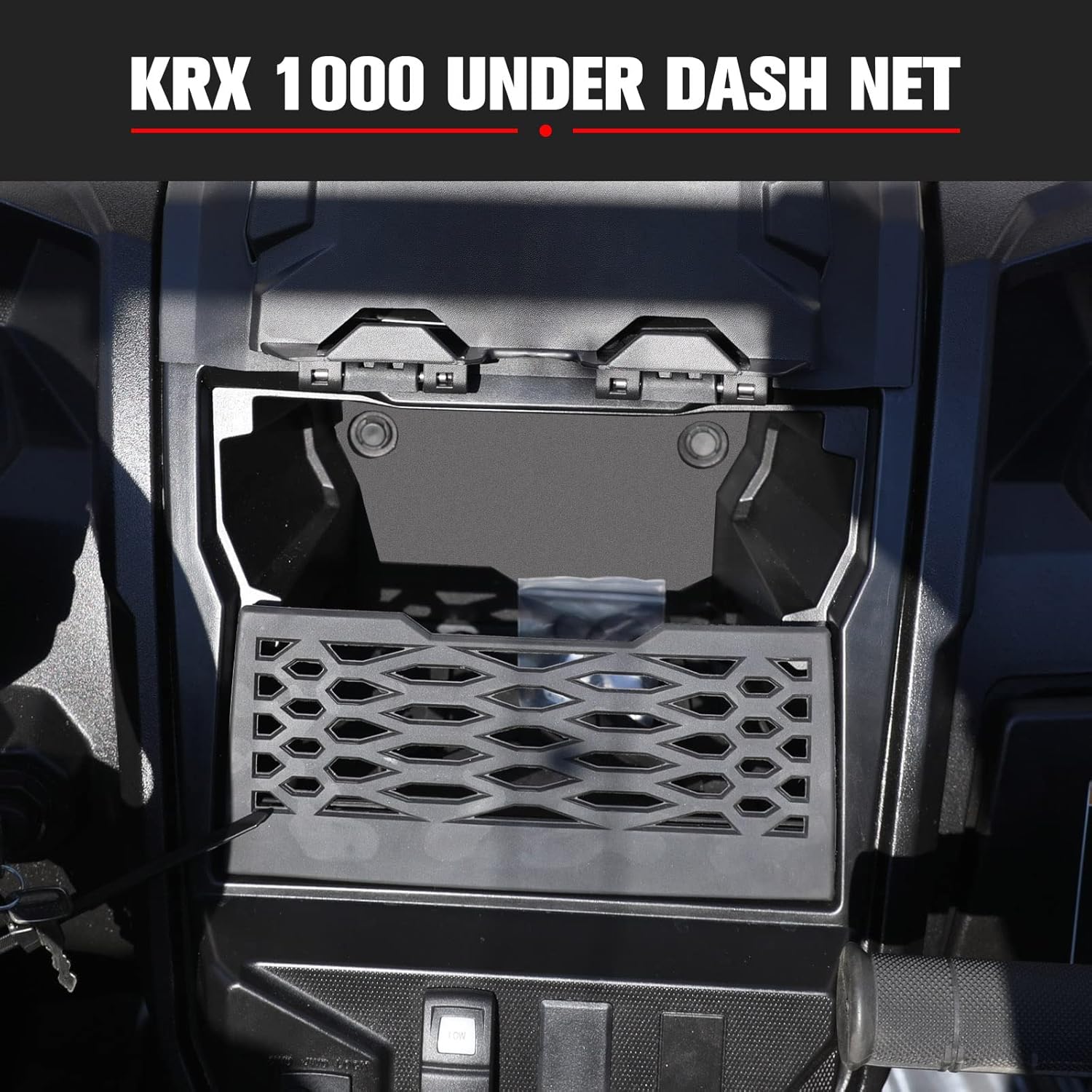 HAKA TOUGH Tablet Holder&Under Dash Net for KRX 1000, Electric Device Phone Ipad GPS Storage Mounts, Dashboard Mesh Plate for Kawasaki Teryx KRX 1000 2020-2023 Accessories,Replace OEM#99994-1340