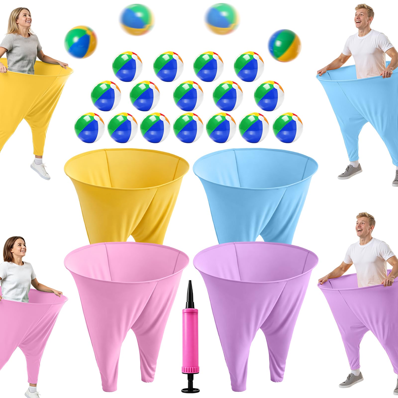 FOTSHARER Granny Pants Yard Freaky Party Pants with 16 Bouncy Balls and 1 Air Pump Granny Pants Oversized Granny Pants Outdoor for Family Backyard Party — image 1