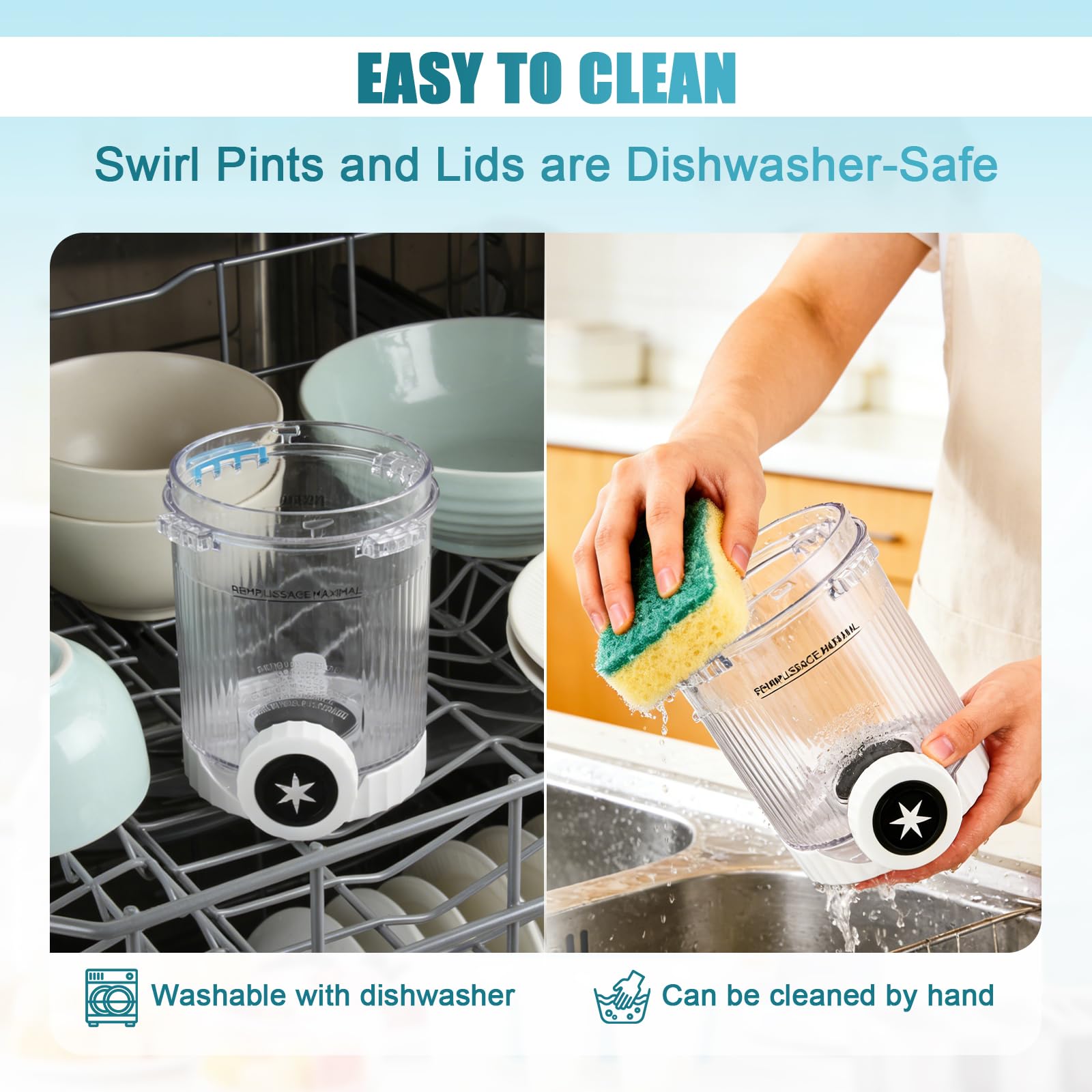 4 Stück Ersatz für Ninja Creami Swirl Behälter NC701EU 480ML, BPA-frei & Spülmaschinenfest, Ersatzbecher mit farbigen Deckeln, geeignet für Softeis- & Eismaschine Zubehör