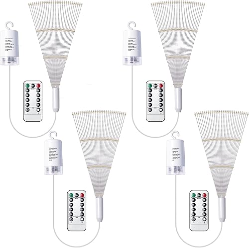 Miniatura 7 de DenicMic Paquete de 4 luces LED de alambre de cobre en forma de estrella  8 modos, funciona con pilas, control remoto, para techo, boda, decoración