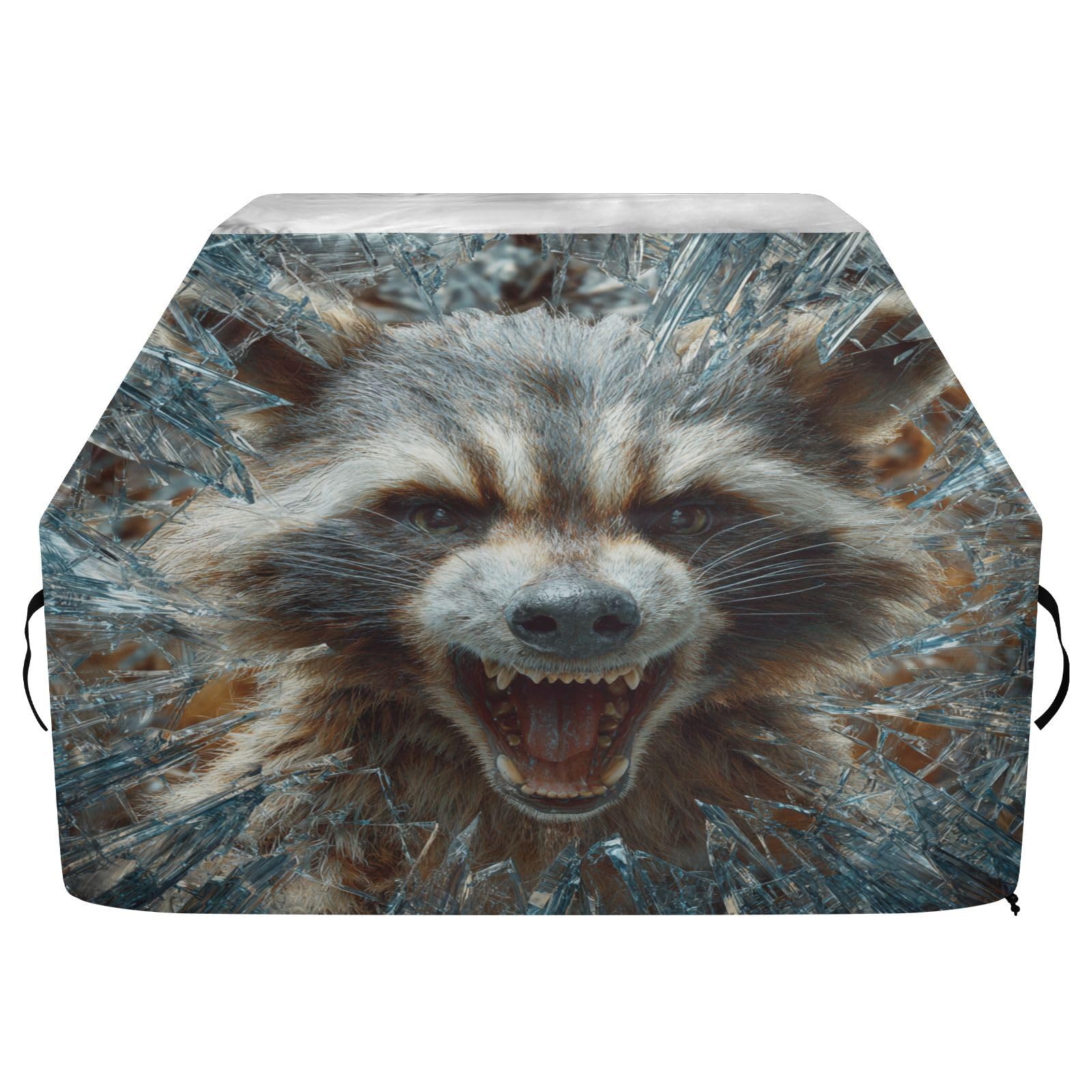 Fundas para ahumadores de 65 pulgadas, resistentes al viento, para exteriores, diseño 3D de mapache de animales enojados