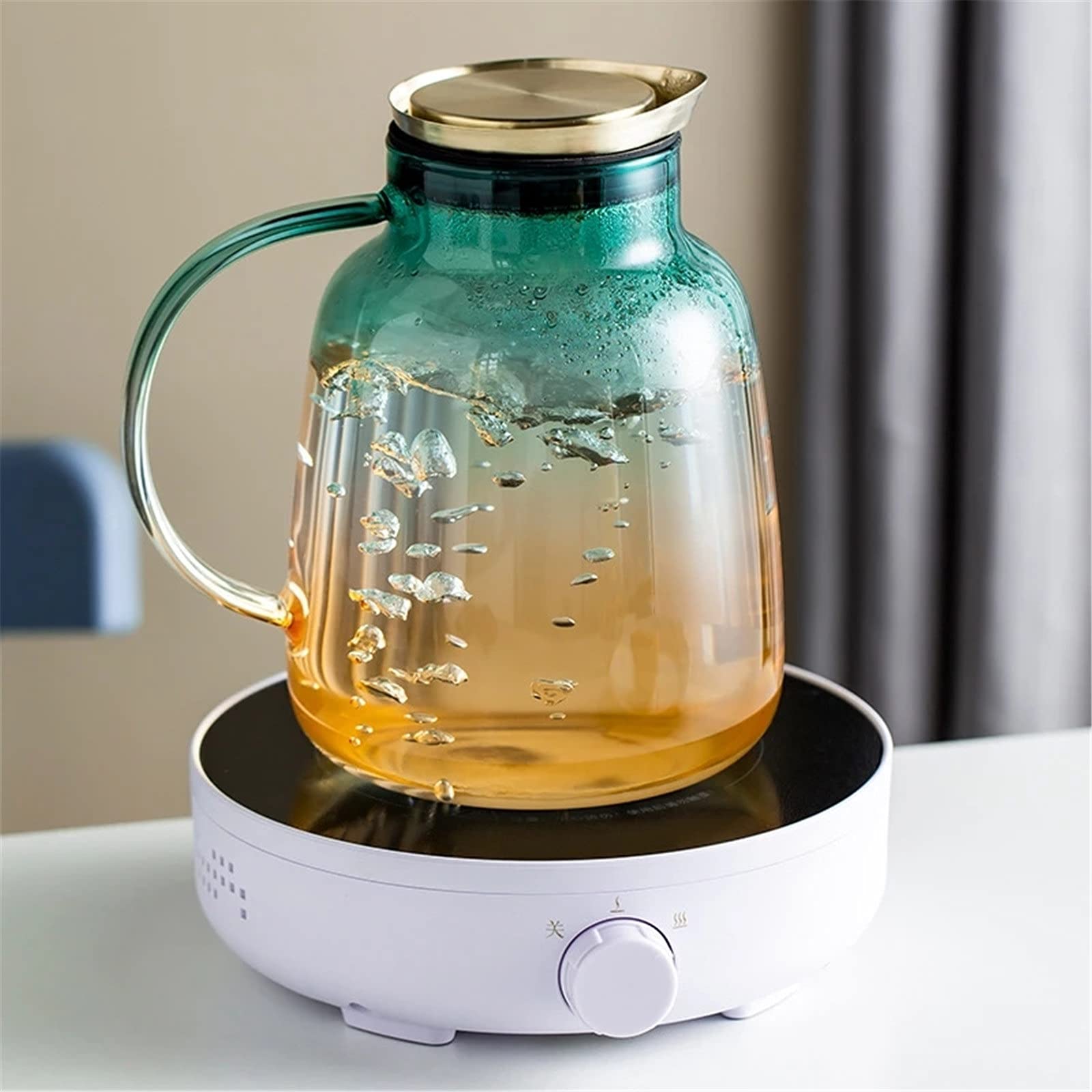 Jarra de Agua Transparente para Nevera, Jarra de Agua de Vidrio para Cocina, Jarra de Jugo Resistente al Calor, Gruesa para Limonada y té Helado.