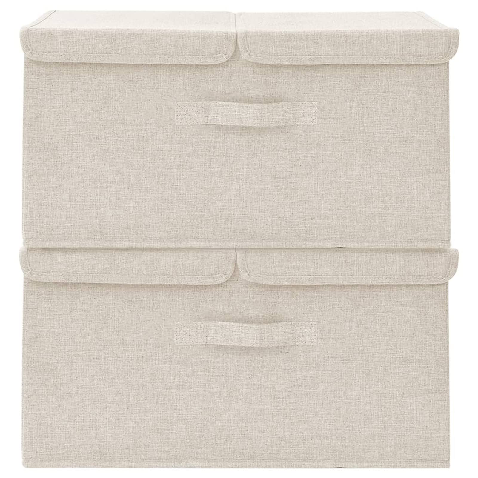 Tidyard 2 STK. Faltbare Aufbewahrungstasche, Dekoboxen mit Reißverschluss, Aufbewahrungskörbe, Spielzeug-Organizer, Stoff Creme 50x30x25 cm
