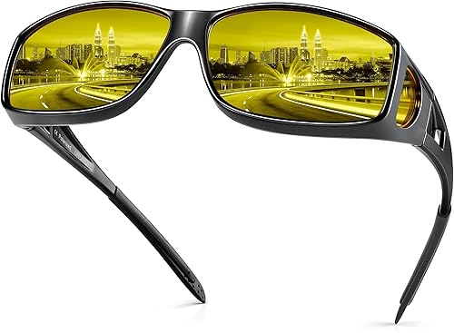 URUMQI Gafas de conducción de visión nocturna para hombres y mujeres, lentes polarizadas antirreflejos, lentes amarillas