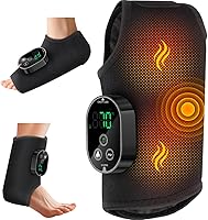 Cordless Heated Foot Massager for Plantar Fasciitis Neuropathy Relief - Portable Vibrating Ankle Wrap, 6 Heat Levels, 3 Modes, 2H Battery