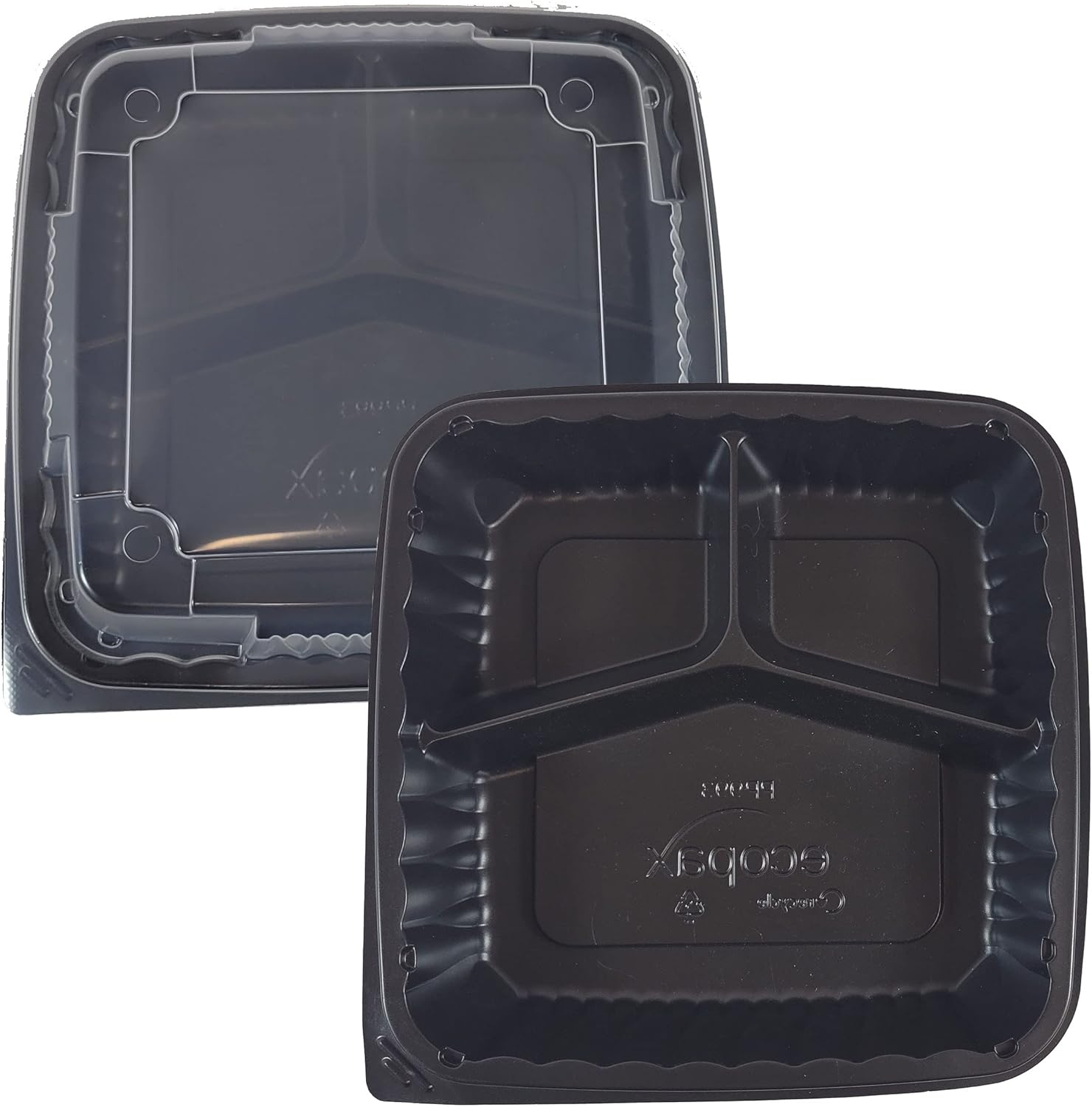 ecopax 75 Sets PP Pebble Box Serving Tray and Vented Lid