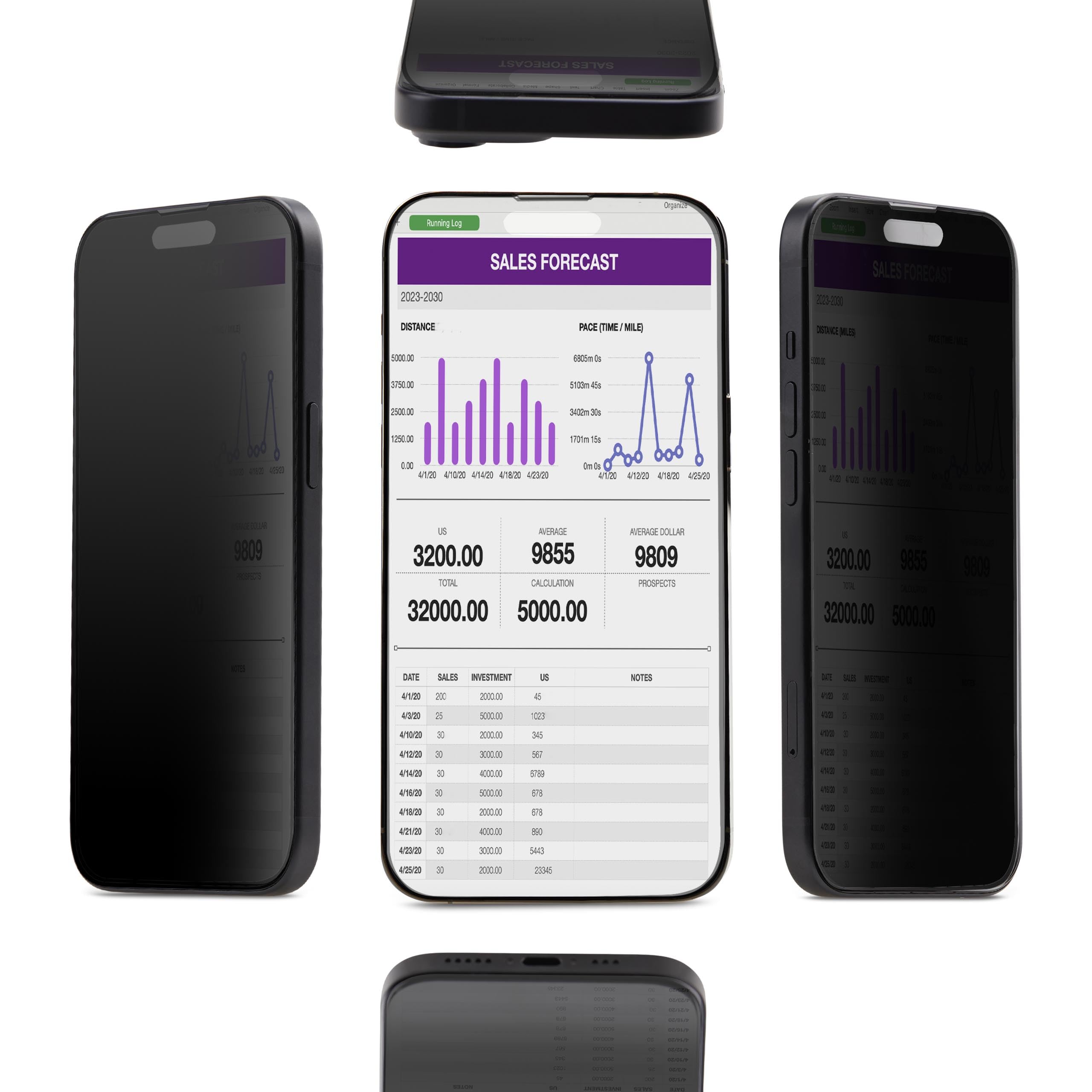 StarTech 4-Wege Blickschutzfilter für iPhone 15 Pro, Hoch-/Querformat | Touch, 60 Grad Sicht, Handy Panzerglas Sichtschutz, Selbstklebend