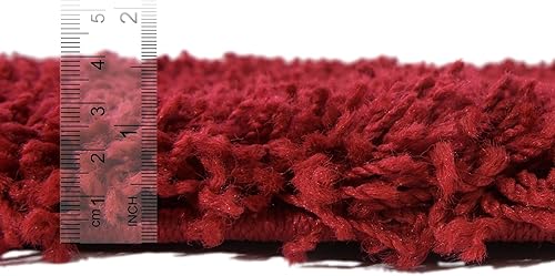 Miniatura 3 de Rugs.com - Alfombra de la colección Über Cozy Solid Shag  Alfombra de pelo rojo cereza de 5 x 8 pies, perfecta para dormitorios, comedores, salas de