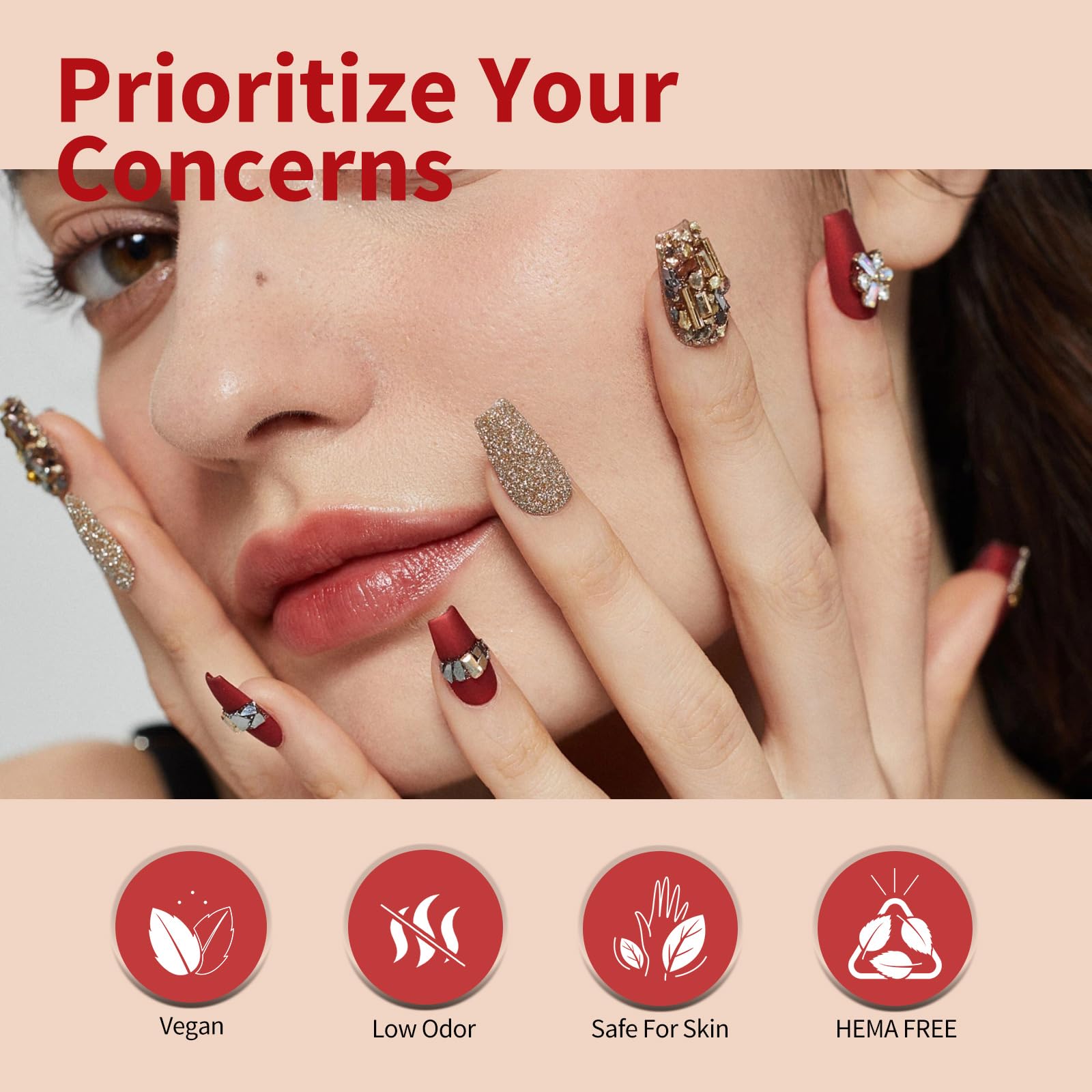 CANNI 6 Colors 9 ML Hema-Free Dark Red Gel Polish Set, Deep Cherry Red Burgundy Gel Nail Polish Blood Wine Red Color Kit, Soak Off LED Nail Gel Manicure Kit DIY at Home Salon Gifts: Christmas Glow