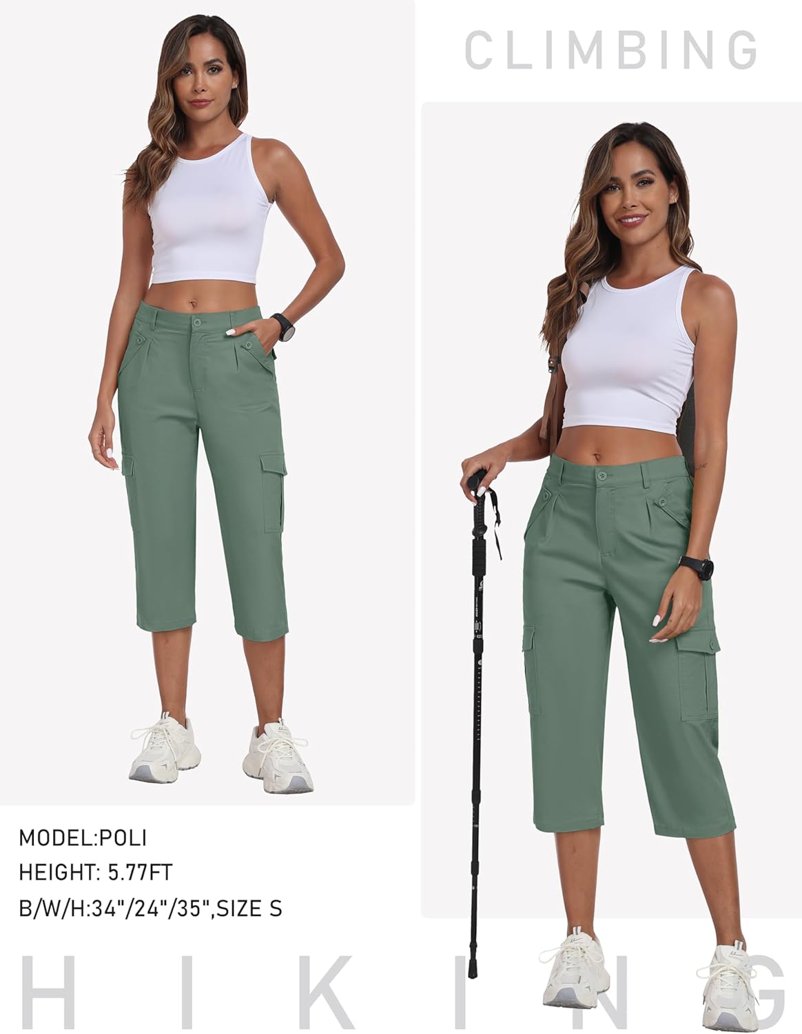 MoFiz Women's Cargo Capris Pants with 6 Pockets Lightweight Cotton Hiking Casual Travel Summer Capri Pants for Women - Image 7