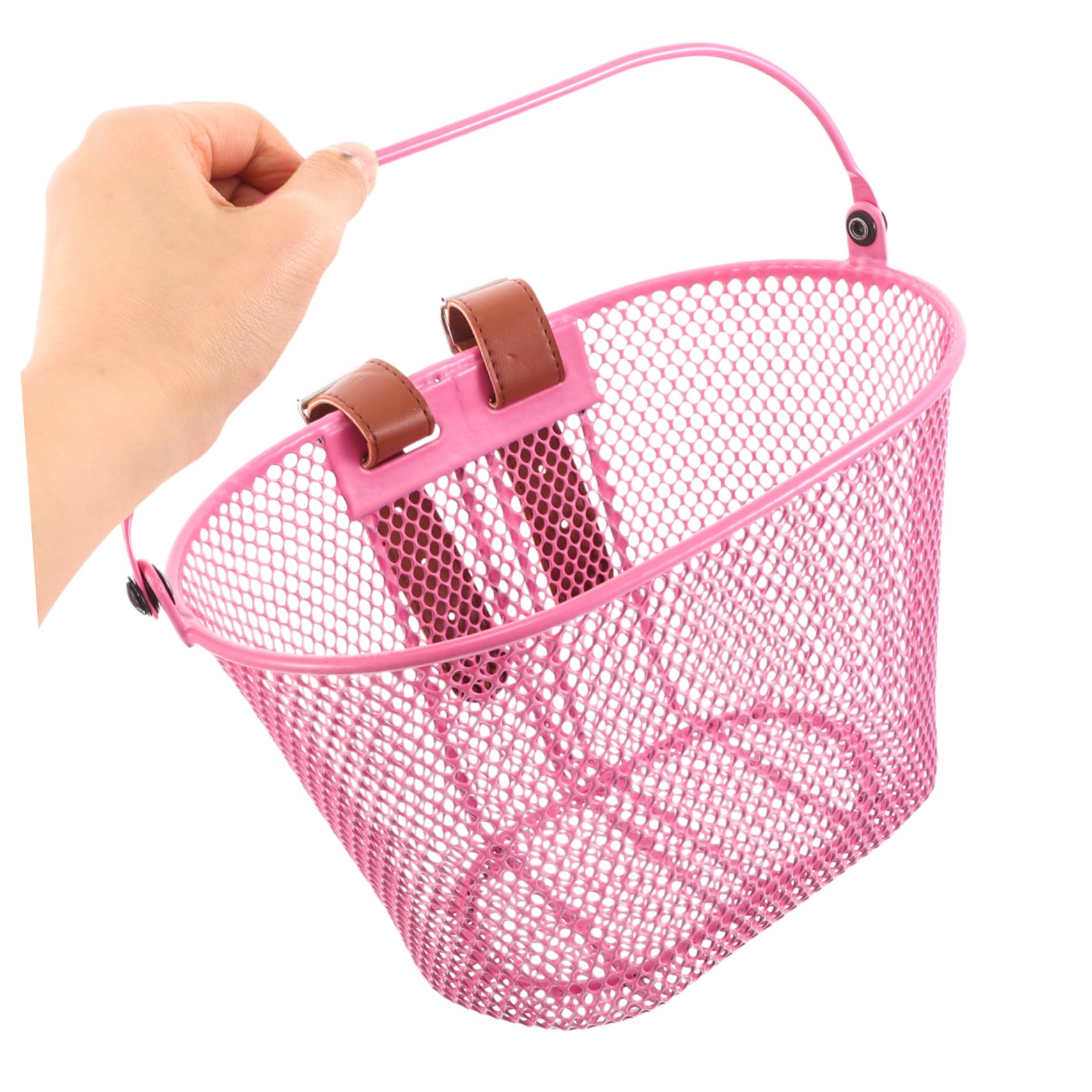 WOONEKY Cesta Metálica para Bicicleta Infantil Rosa de Manillar Delantero