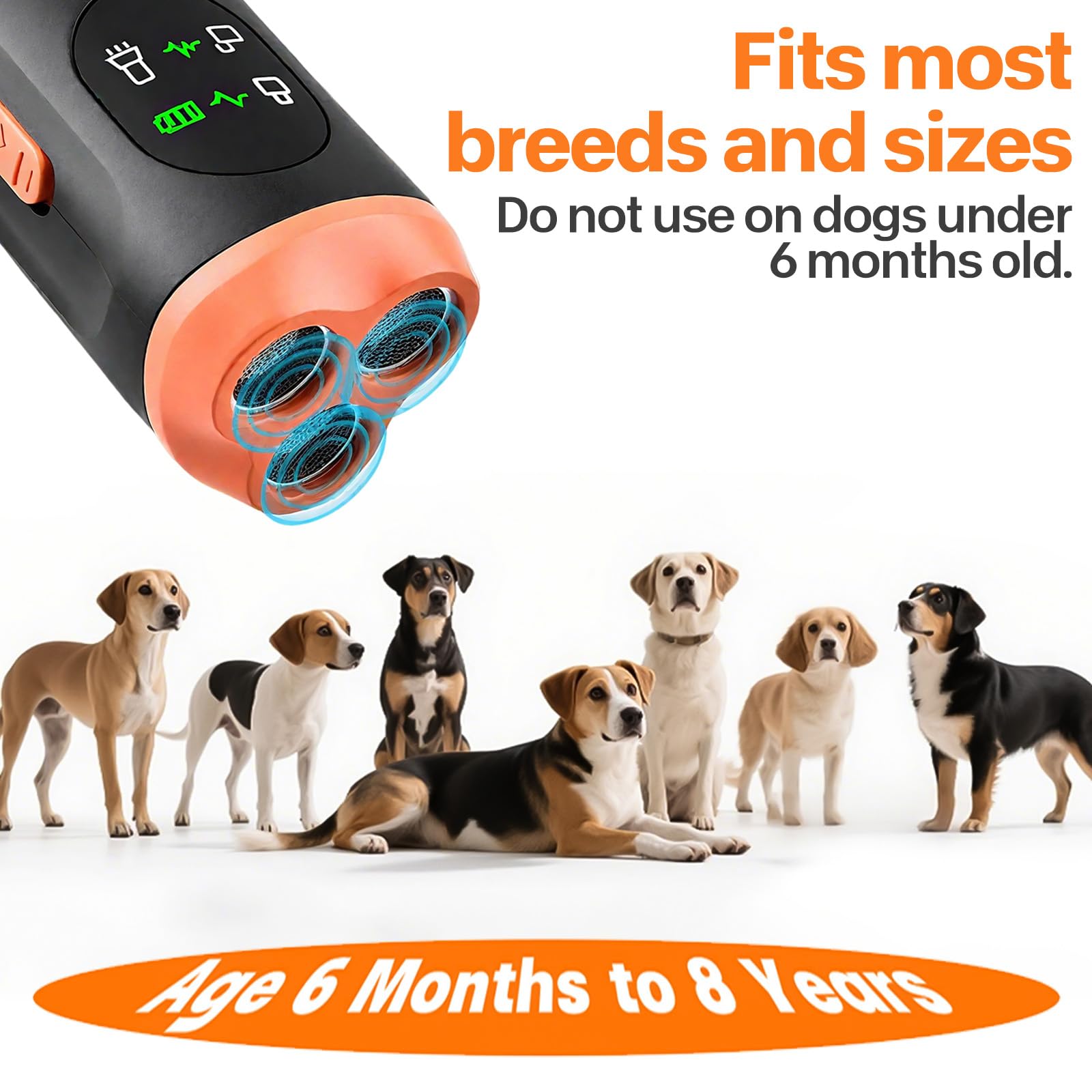 Anti Aboiement Chien Ultrason Puissant, 3 Modes Dispositif Anti Aboiement Chien Boitier Anti Aboiement Chien Portatif de 33 Pieds, avec Lampe de Poche Stroboscopique, pour Petit et Grand Chien