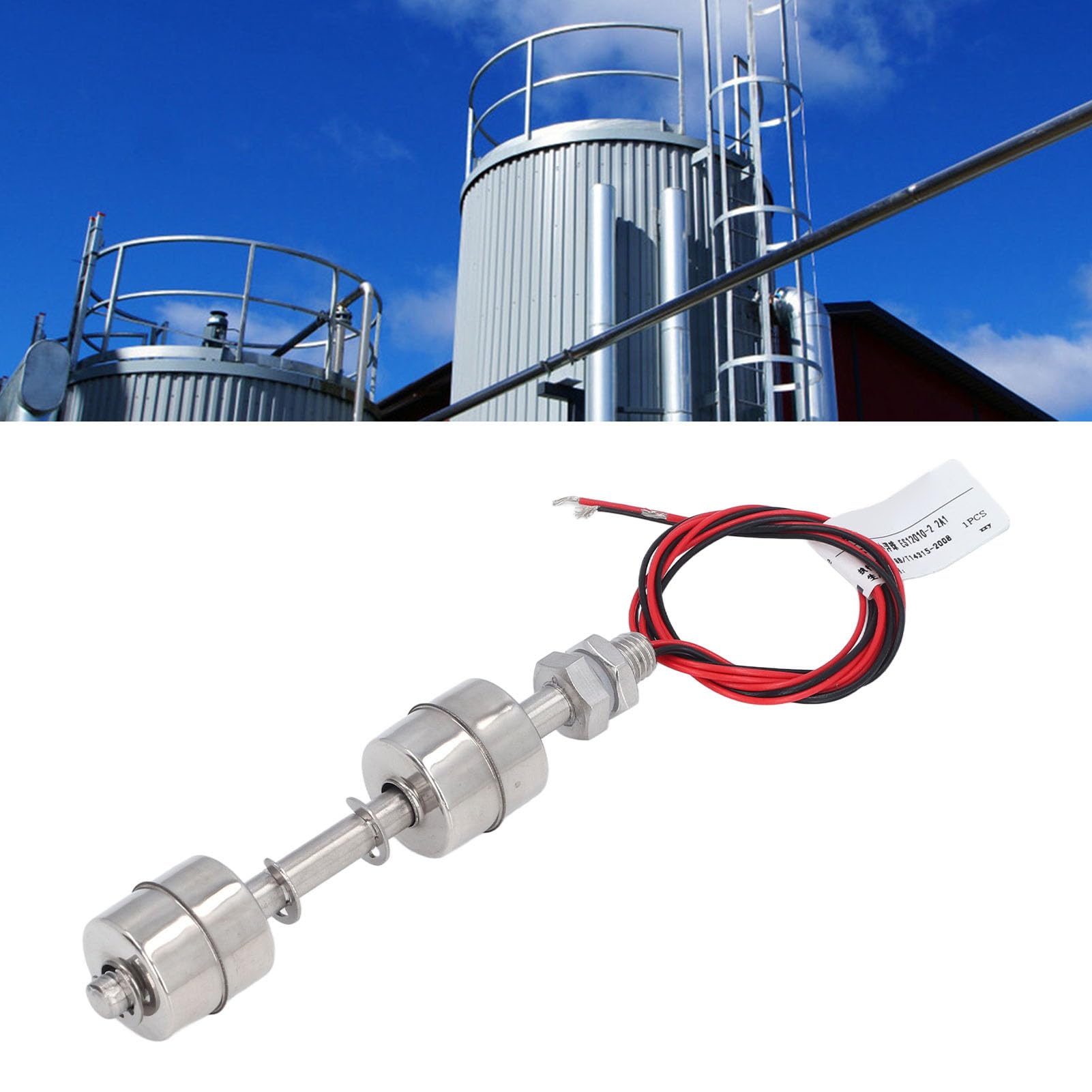 Produktbild von Edelstahl-Doppelkugel-Flüssigkeitsschwimmschalter – 400 Mm Länge, Für Wassertanks, Kraftstofftanks, Teiche – Präzise Füllstandüberwachung