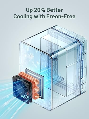 Miniatura 7 de KEENSTAR Mini refrigerador para el cuidado de la piel (4L6 latas) con espejo LED regulable, enfriador y calentador para dormitorio, cosméticos,