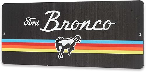 Miniatura 2 de Ford Bronco - Letrero de metal retro a rayas, decoración clásica de pared de Bronco para garaje o cueva de hombre