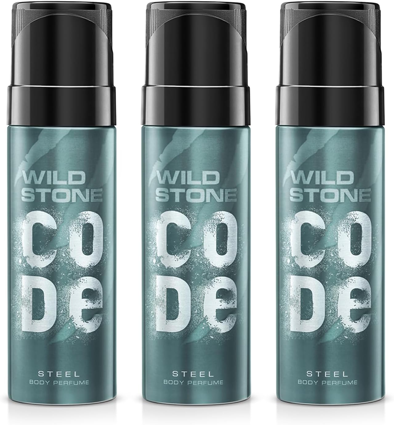 Wild Stone Code Steel No Gas Body Perfume Spray for Men, Long Lasting Refreshing Fragrance for Office Wear, Pack of 3 (120ml each)