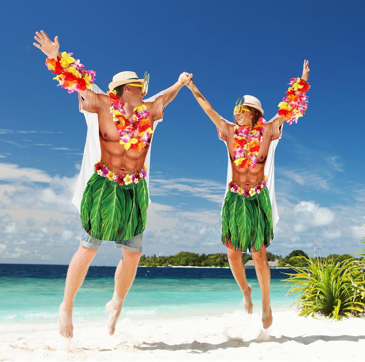 Jeyiour Women Bikini Shirt Cover up Funny Bandana Headband Retro Sunglasses Summer Halloween Party Outfit - Image 5