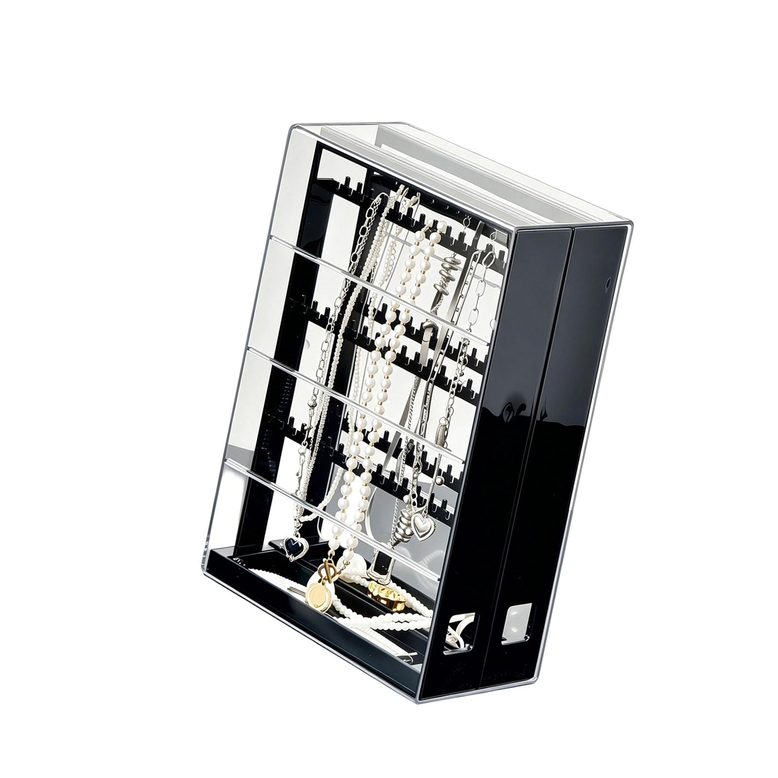 Msioytog Portable Jewelry Holder with Clear Body and Multiple Compartments to Tangling of Items Jewelry Container Easy Container