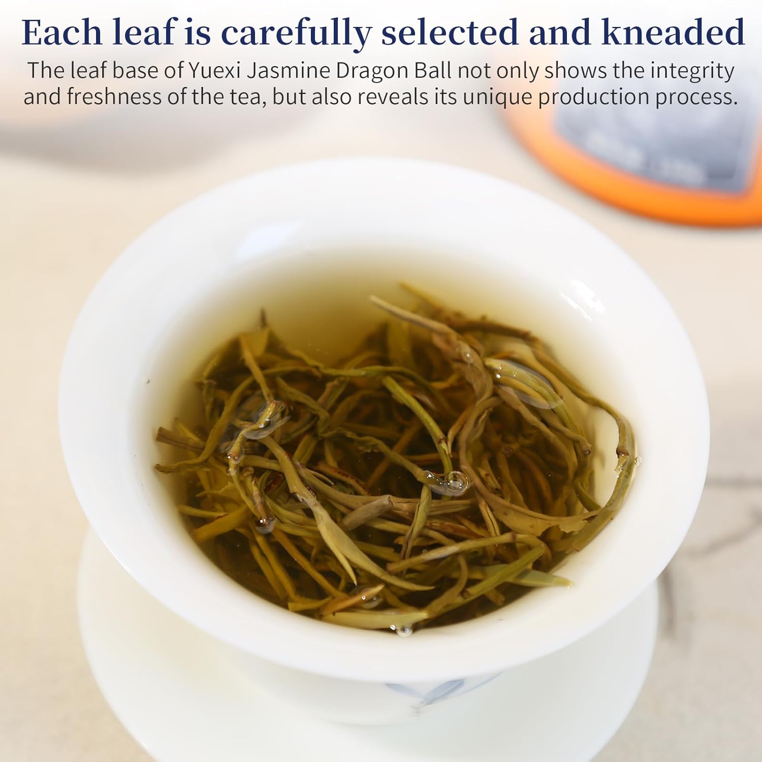 Yuexi Jasmine Green Tea Jasmine Dragon Pearls Tea Loose Leaf Chinese Green Tea Sweet Aroma 茉莉花茶 特级 茉莉龙珠 绿茶 花茶 5.3oz/150g - Image 4