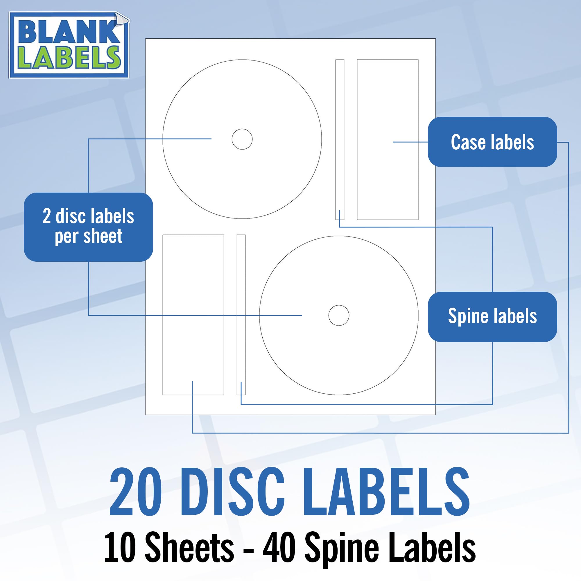 Blank Labels CD/DVD Inkjet Permanent | Laser Print Compatible | 10 Sheets