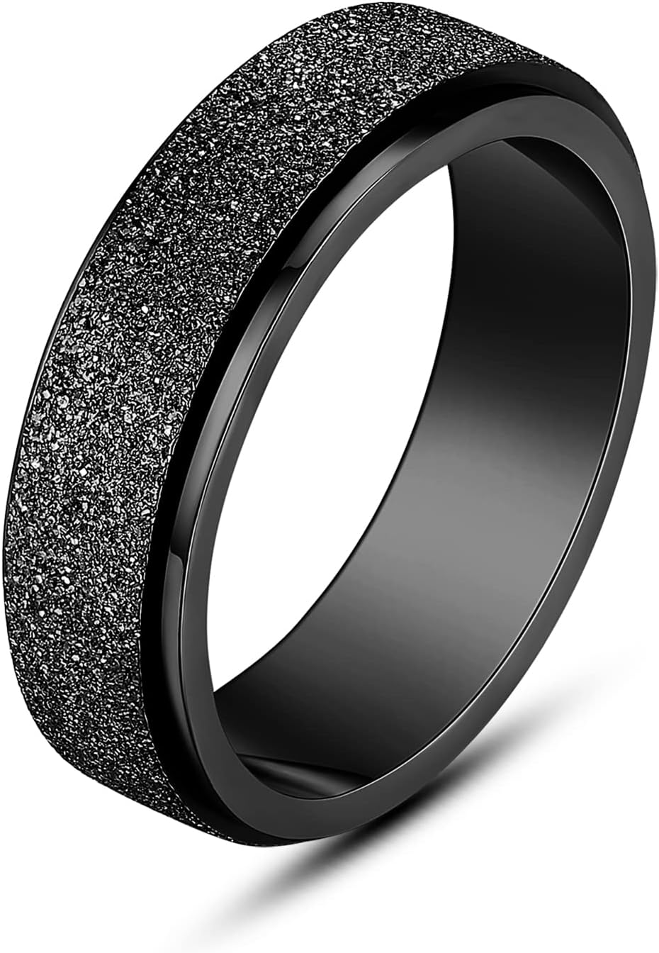 ALEXTINA Anxiety Ring for Women Men Fidget Rings - 6mm 8mm Stainless Steel Spinner Rings for Anxiety Relief Items for Women Silver Rose Gold Rainbow Sandblast Glitter Finish