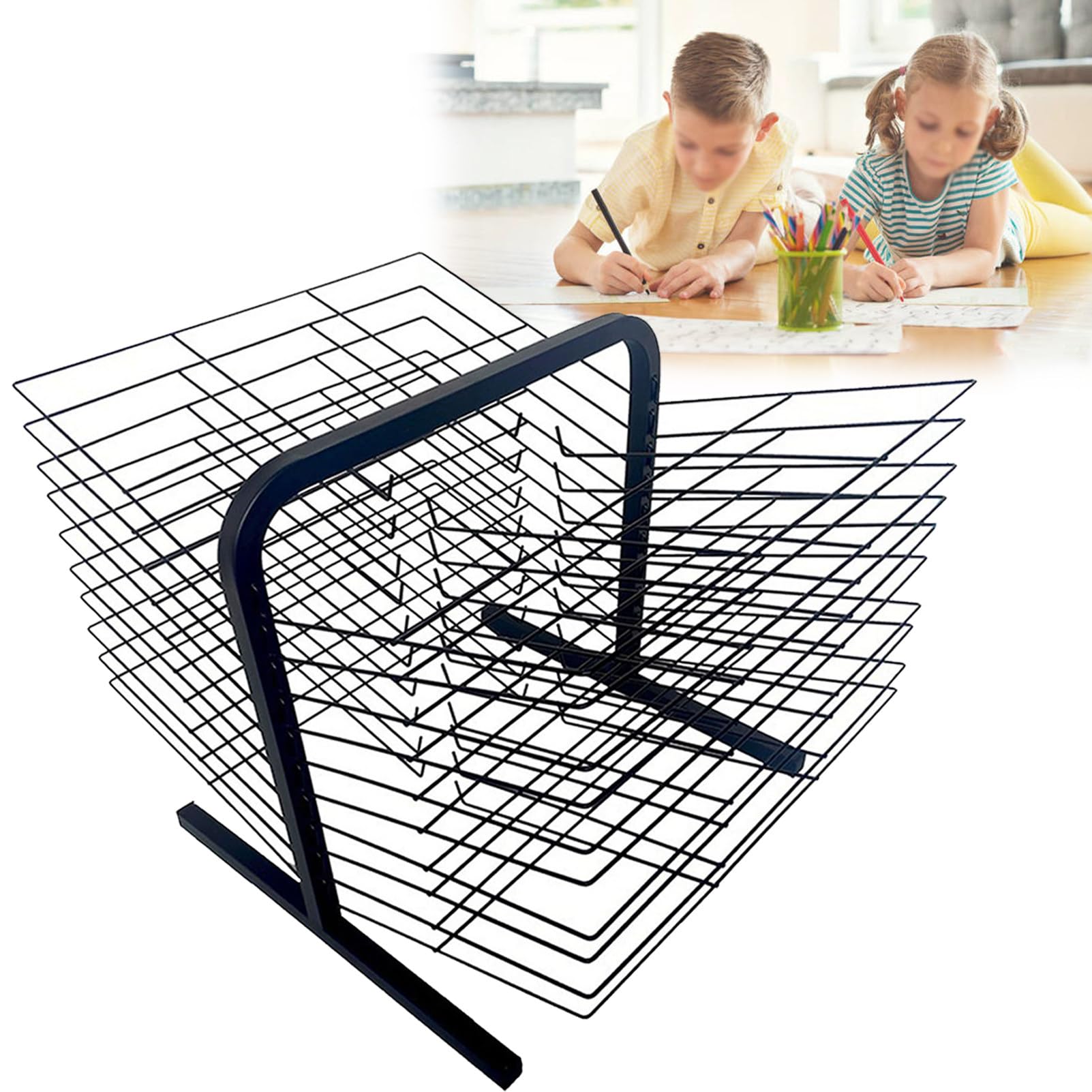 Aioneer Art Drying Rack for Classroom Functional & Mobile Paint Drying Rack Removable Shelves, Painting Drying Rack with Wheels Stack Rack,50Shelves