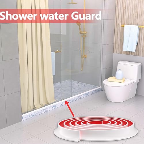 Miniatura 7 de Presa de agua plegable para umbral de ducha, barrera impermeable de silicona autoadhesiva para baño y cocina, protección de ducha para separación