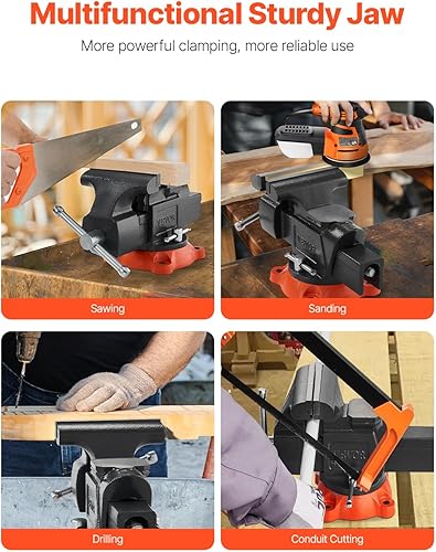 Miniatura 24 de VEVOR Tornillo de banco, ancho de mandíbula de 4.5 pulgadas, apertura de mandíbula de 3.3 pulgadas, base de bloqueo giratoria de 240 grados