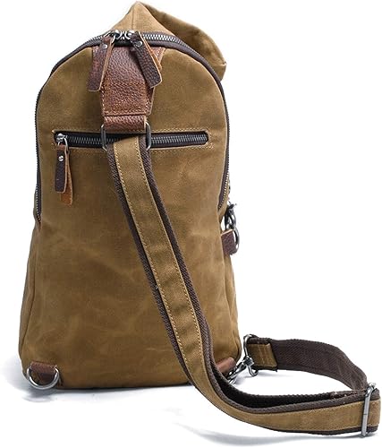Miniatura 5 de Mochila bandolera de lona encerada para hombre, mochila casual, Caqui, talla única, Mochilas Daypack