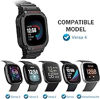Vista 2 de Bandas Fintie con Estuche Compatible con Fitbit Versa 4/3/2/1/Versa Lite/Fitbit Sense 2/Sense, Estuche Protector con Correa Banda Deportiva Negro