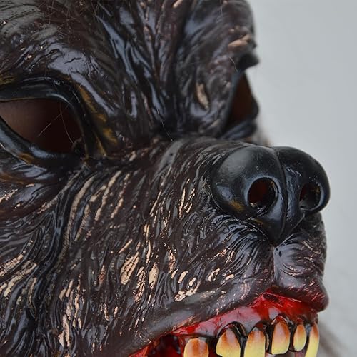 Miniatura 4 de FREE BEAUTY Máscara de lobo de Halloween, fiesta de cosplay, disfraz de hombre lobo, máscara de hombre lobo, máscara de látex aterrador, máscara de