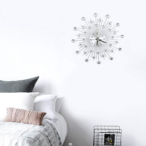 Miniatura 2 de TOPINCN Reloj de pared decorativo con tachuelas de diamante, moderno reloj de pared de metal con tachuelas de lujo, reloj de pared decorativo para