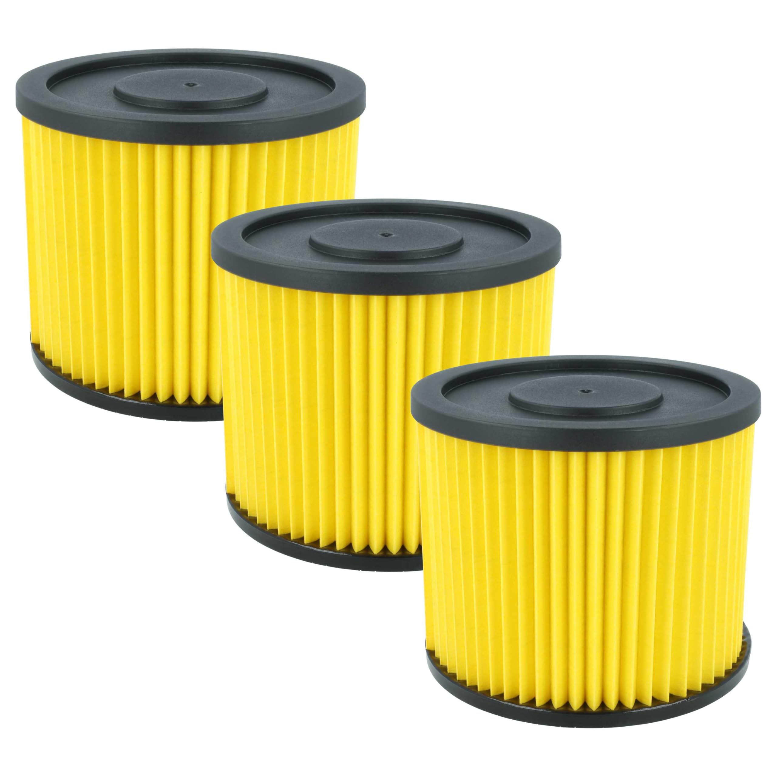 vhbw 3x filtro a pieghe piatte compatibile con Einhell NTS 1600, NTS 1500, PB-NT 1250, Inox 30 A, QUATTRO 31 AIRMASTER aspiratore - giallo