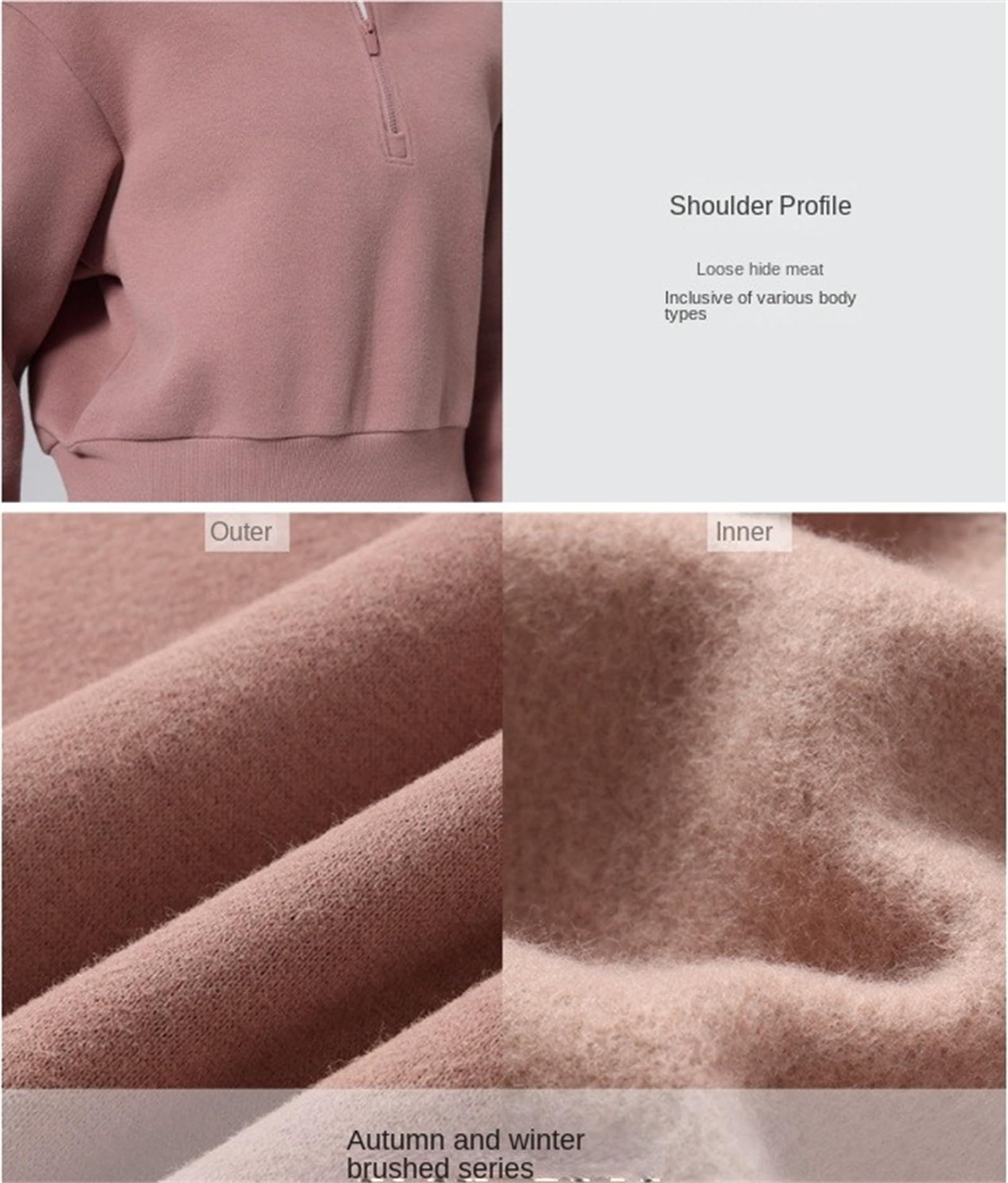 Sudadera con forro polar de algodón con media cremallera para mujer, cuello alto falso, manga larga, sudadera corta para mujer.