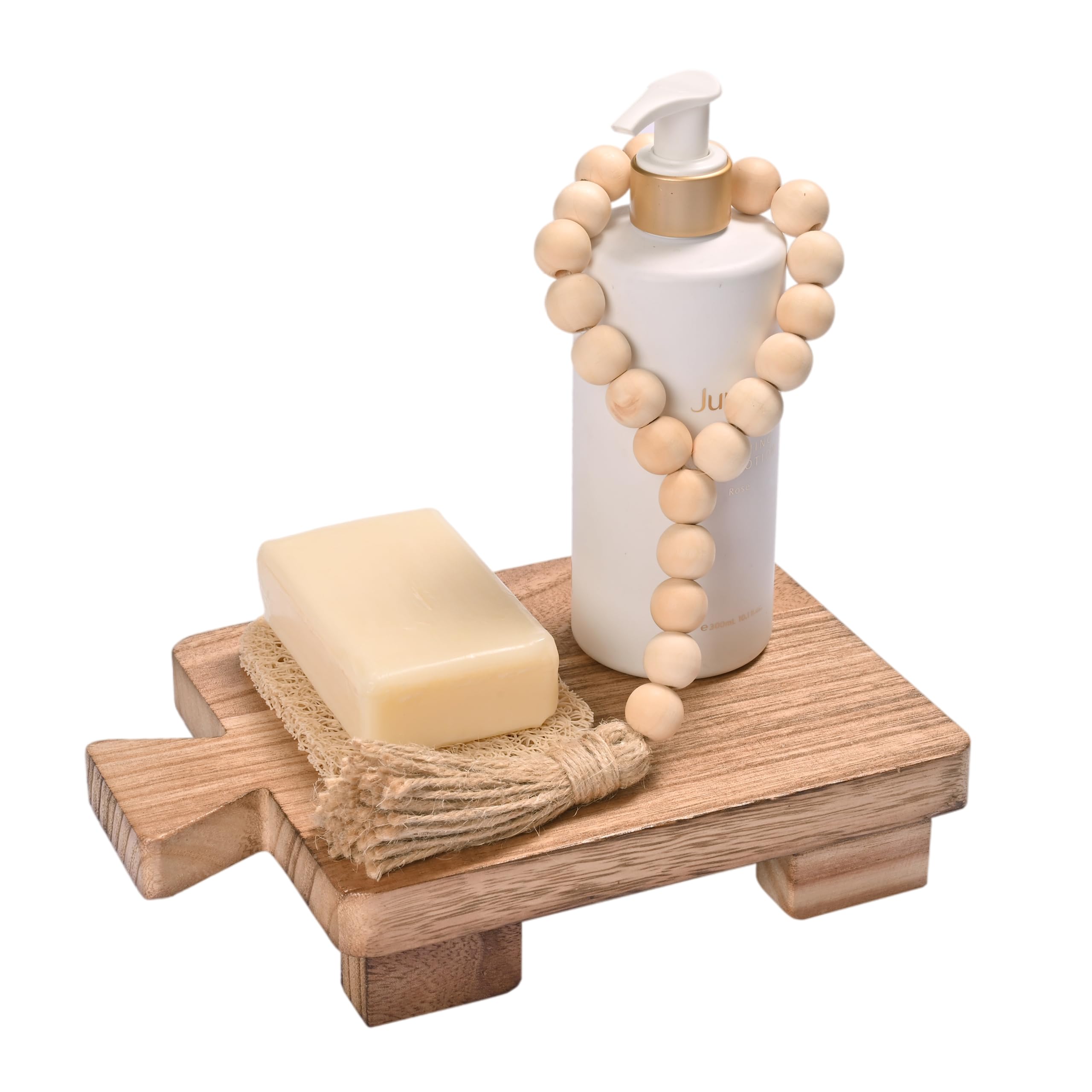 Donmills Grain Wooden Soap Tray For Kitchen Bathroom Counter, Wood Pedestal Riser Stand Display Sink Tray Decor Plant Holder For Soap Dispenser Cake Vanity Jewelry Candle Home Decorative Small