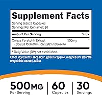 Vista 2 de Nutricost Coleus Forskohlii 500 mg, 60 cápsulas - Fórmula de máxima resistencia