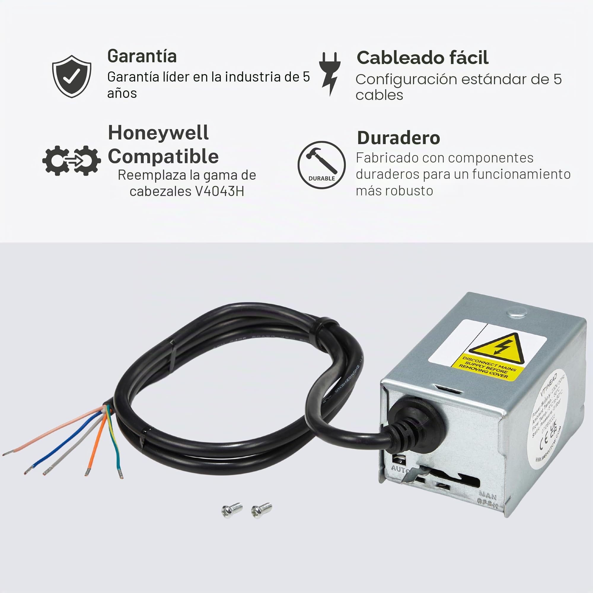 LavaTap VT1HEAD - Cabezal de válvula de 2 puertos de acero inoxidable, compatible con Honeywell V4043H, 22 mm, plateado