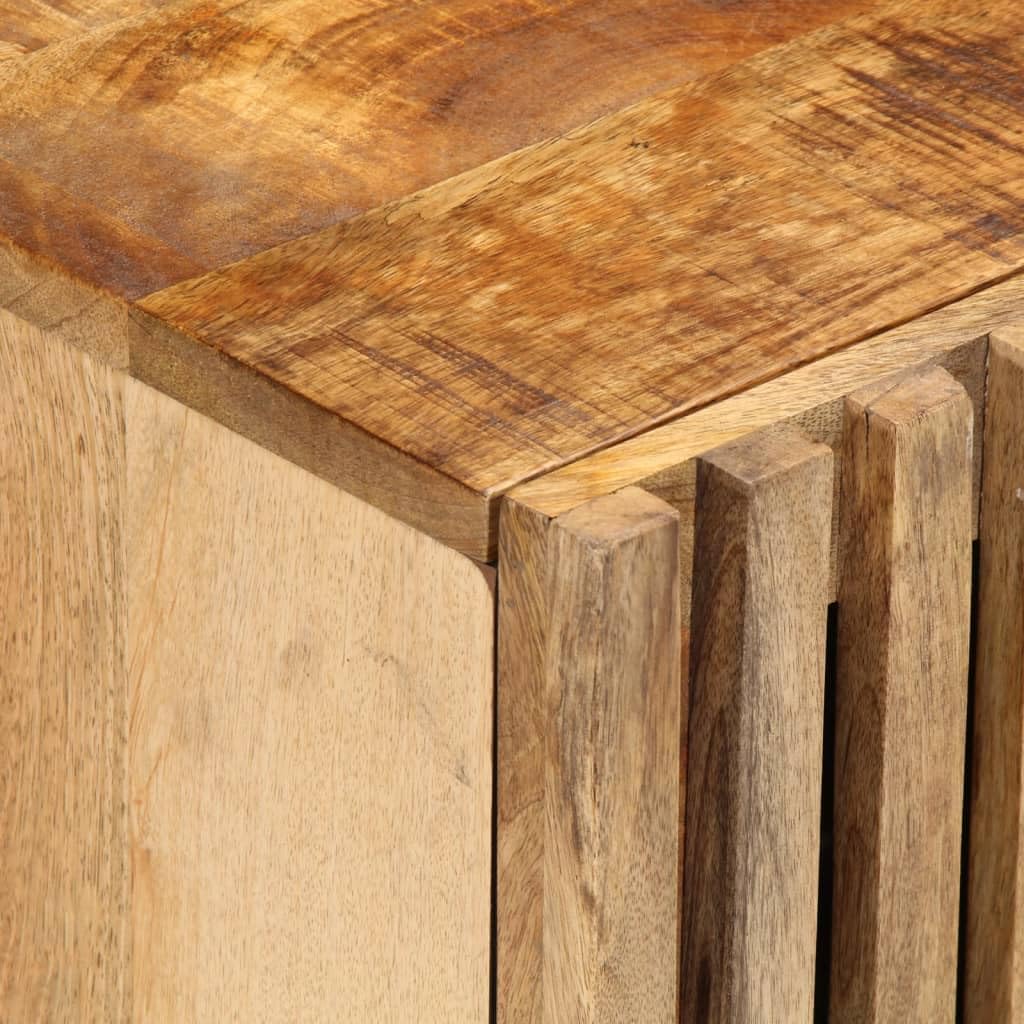 vidaXL Nachttische 2 STK., Nachttisch mit Stauraum Metallbeine, Nachtschrank für Schlafzimmer, Nachtkommode Nachtkonsole, Raues Massivholz Mango