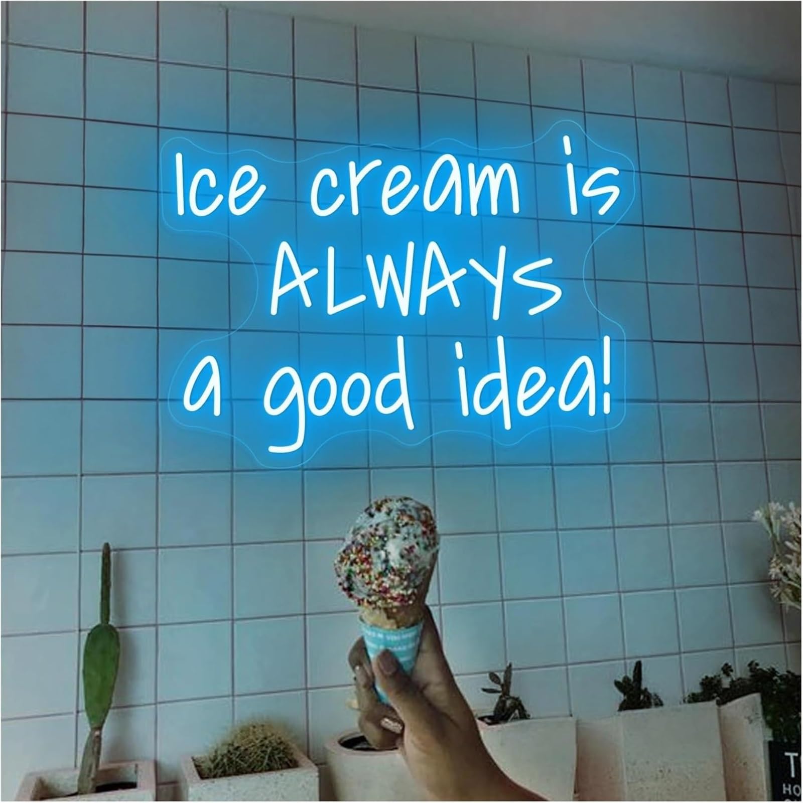 Wexxaii neon Light Sign Neon Light Signs Decor Ice Cream is Always A Good Idea! Taught