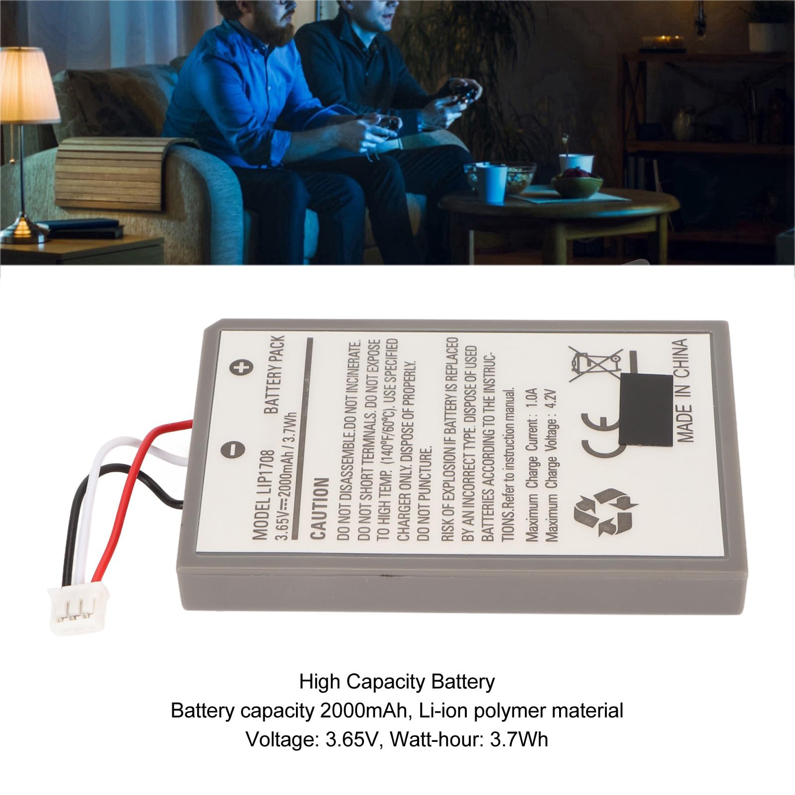Ersatzakku für PS5-Controller, 3,65 V 2000 MAh Lithium-Ionen-Akku-Ersatzkits, Wiederaufladbarer Gamecontroller-Akku für PS5 Dual Sense CFI ZCT1W Wireless Controller