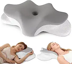 Travesseiro cervical de pescoço para alívio da dor, travesseiro ergonômico com contorno lateral para dormir, travesseiro refrescante para suporte de pescoço e ombro, travesseiro ortopédico de espuma