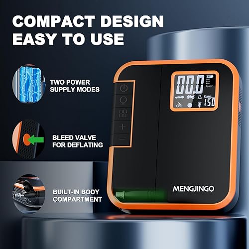 Miniatura 5 de Compresor de aire portátil para inflado de neumáticos, bomba de aire inalámbrica de 150 PSI para neumáticos de automóvil con medidor de presión de