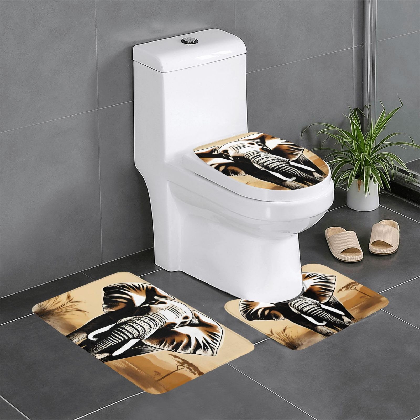 Tapis de salle de bain motif éléphant africain pour une décoration évasion