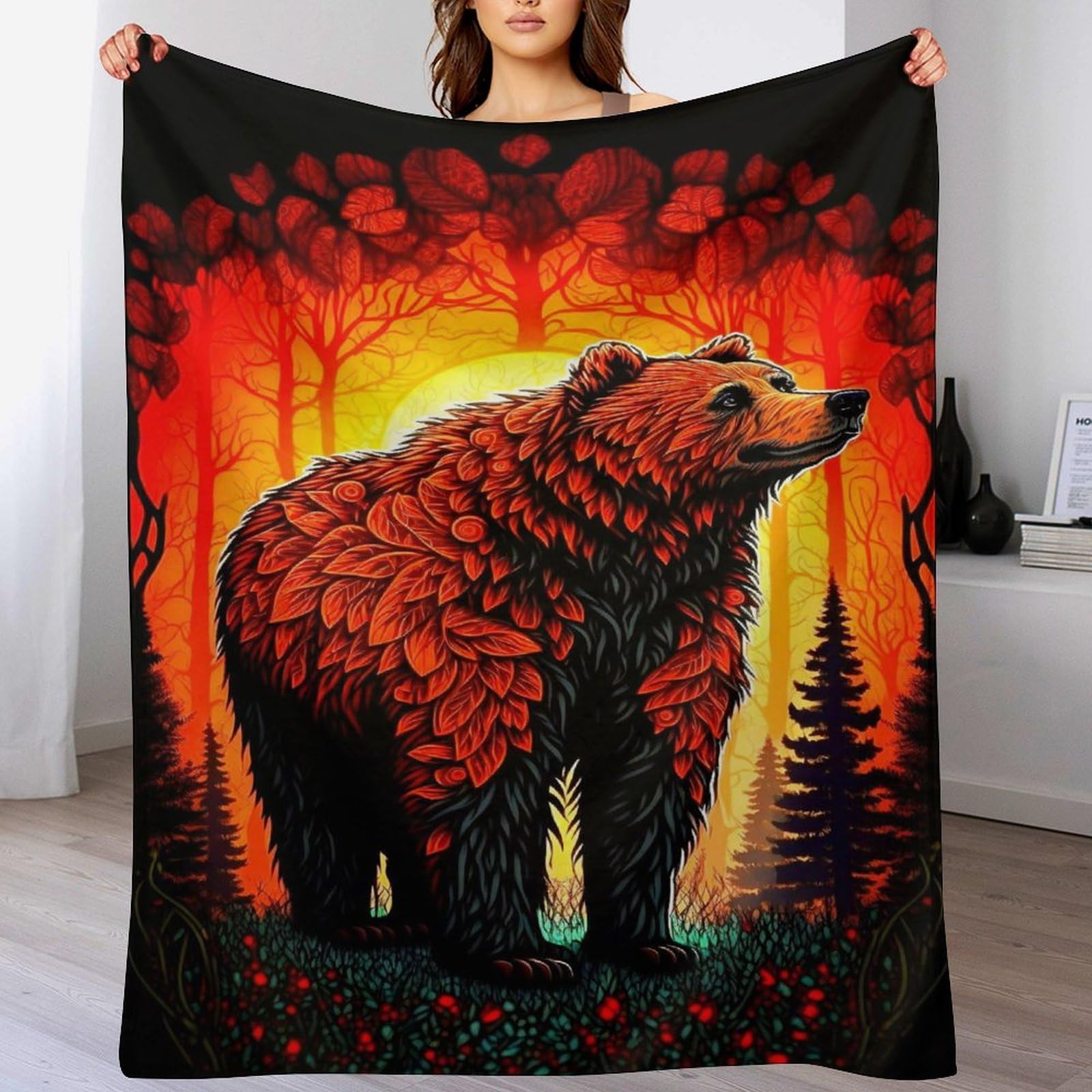 Couverture motif ours flannel : finissez-en avec les plaids lourds qui grattent